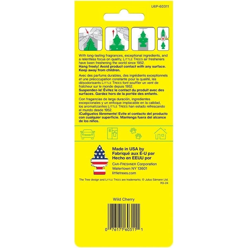 Image of LITTLE TREES Car Air Freshener | Hanging Paper Tree for Home or Car | Wild Cherry | Pack of 6