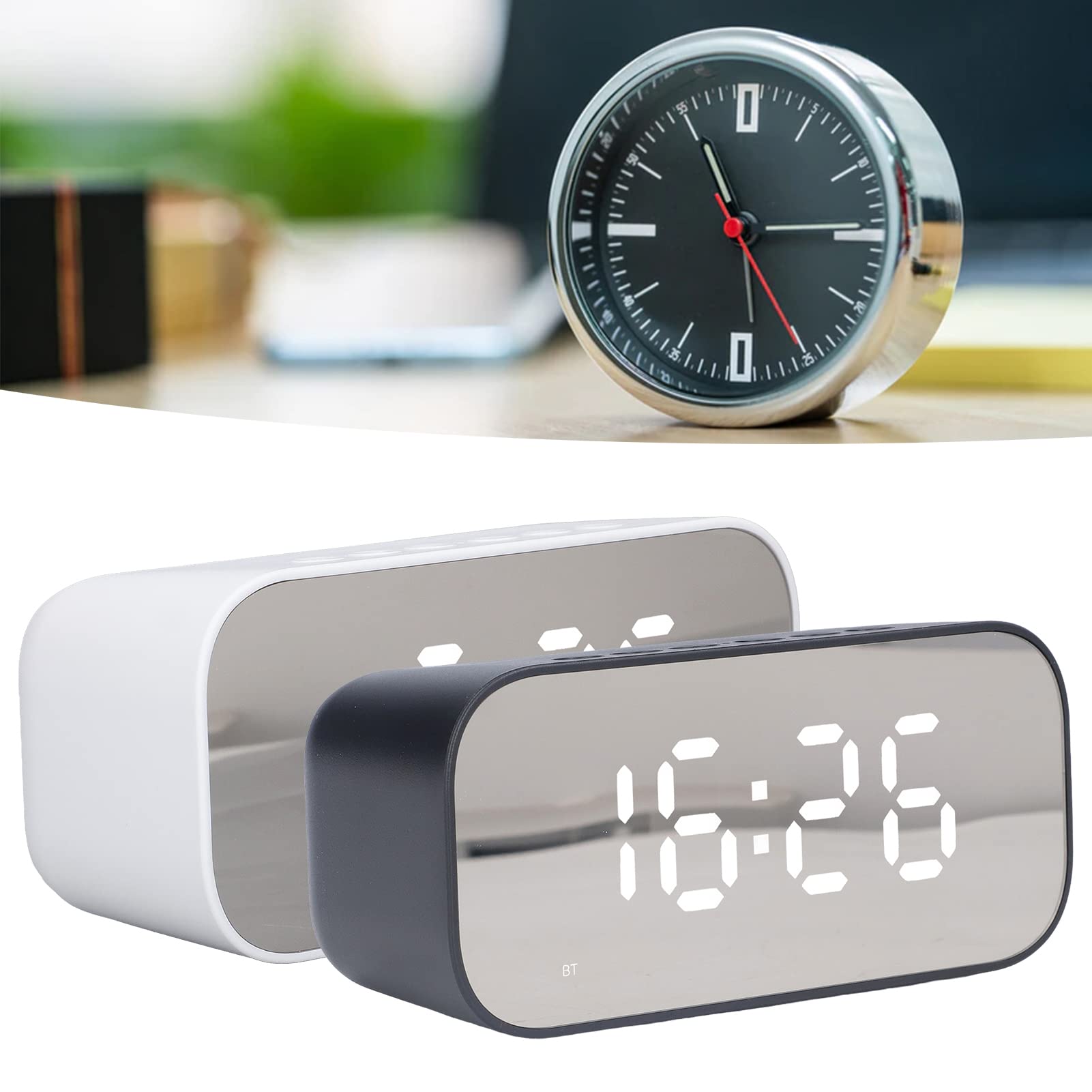Radio-réveil Numérique GETBSTOOP - Grand écran 9'', Bluetooth, USB, FM - Double Alarme, Luminosité Réglable, Batterie De Secours