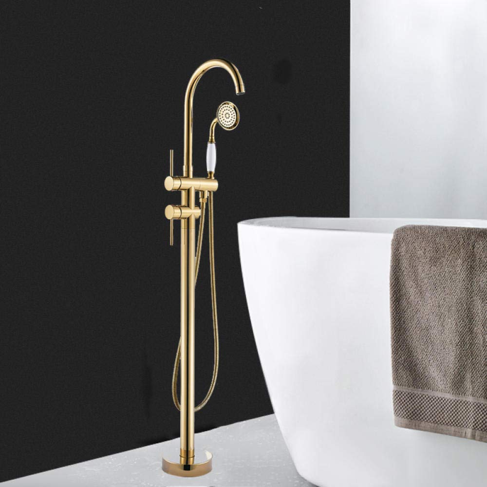 ASerZenith Bathroom Gold Standing Floor Mounted Tub Faucet Bathtub Mixer Water Tap Valve Faucet(Type a)