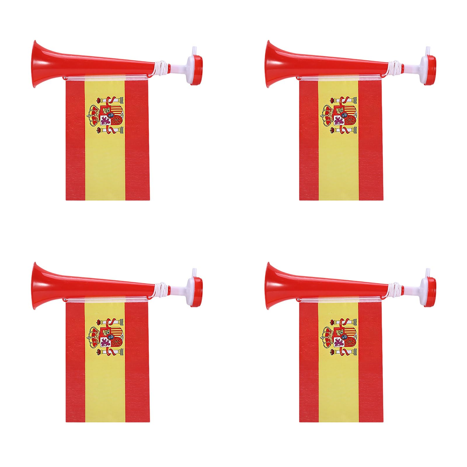 OSNIYAW Plastic Cheering Horns 4 Pack Vuvuzela Horns for Football Fans Hand Pressure Horn Loud Cheer Tool Celebration Trumpets for Stadium Parties