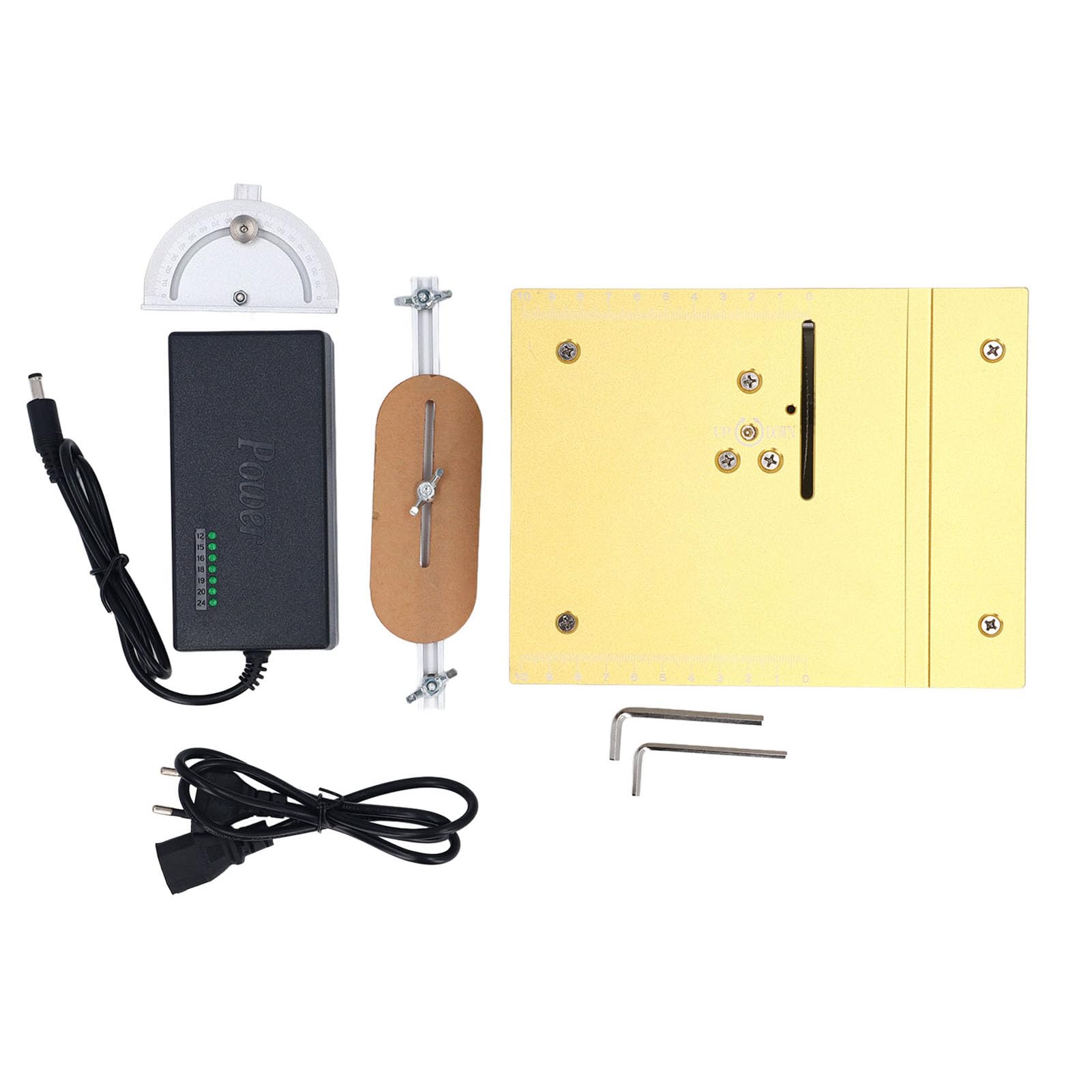 Mini Sierra de Mesa, Pequeña Cortadora de Sierra Eléctrica Portátil para Carpintería con de Hoja Ajustable, Sierra de Mesa Multifuncional de Precisión para Madera, PCB, Plástico