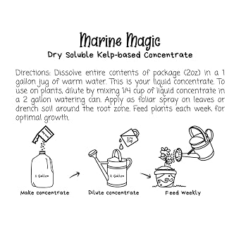 Seaweed Extract Soluble Powder Fertilizer - Marine Magic 100% Natural Soluble Kelp Powder Fertilizer Makes 128 Gallons (484 L) Kelp Liquid Feed for Plants