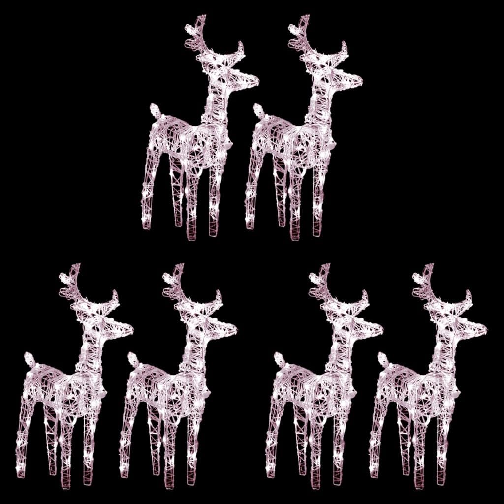 LED-Rentiere Weihnachtsbeleuchtung 6 Stück Warmweiß Acryl mit 240 LEDs 8 Lichteffekte für Garten Balkon Terrasse 5m Verlängerungskabel USB Stromversorgung wetterbeständig