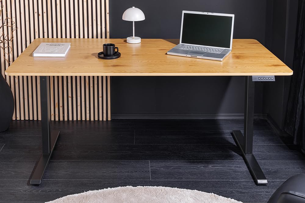 Schreibtisch Oak Desk - 160cm - schwarz Natur - Holzwerkstoff | 100 kg Belastbarkeit, stabiles Gestell, höhenverstellbar, hoher Komfort, modernes Design