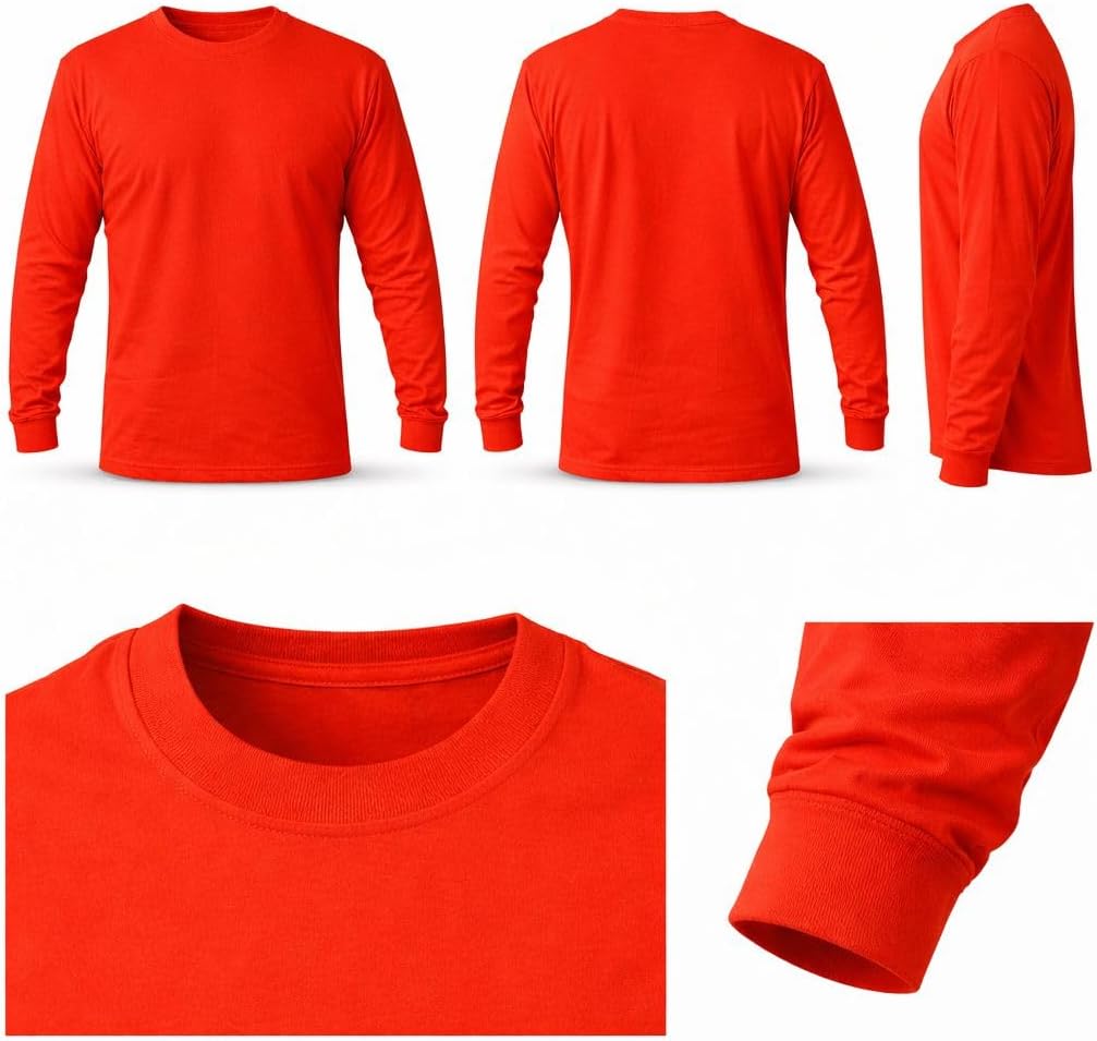 High visibility long sleeve work shirt designed for construction, road work, warehouse, and outdoor jobs
