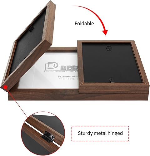 Miniatura 7 de DECOCIAGA 3 marcos de fotos plegables con bisagras de 4 x 6 y 5 x 7 pulgadas, múltiples marcos de fotos de madera para escritorio con paspartú para