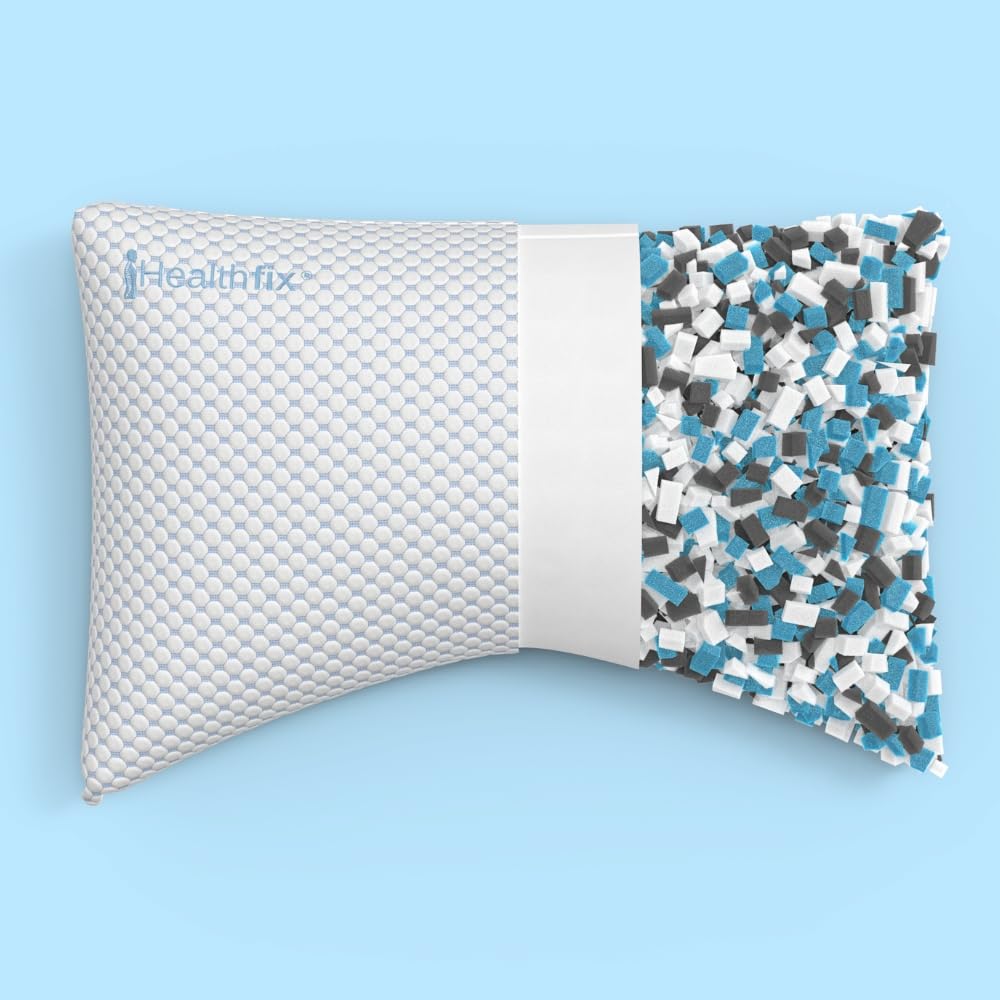 Healthfix DreamFix, cuscino ortopedico, 65 x 44 cm, cuscino cervicale regolabile per dormire, schiena e addome, rivestimento rinfrescante, memory foam