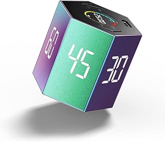 Ticktime Pro Pomodoro Timer, Productivity Cube Timer, Magnetic Flip Timer, Pause & Resume, Mute, Vibrate & Adjustable Sound Alert, for Task, Work, ADHD, 5/15/25/30/45/60min & Custom Countdown, Purple