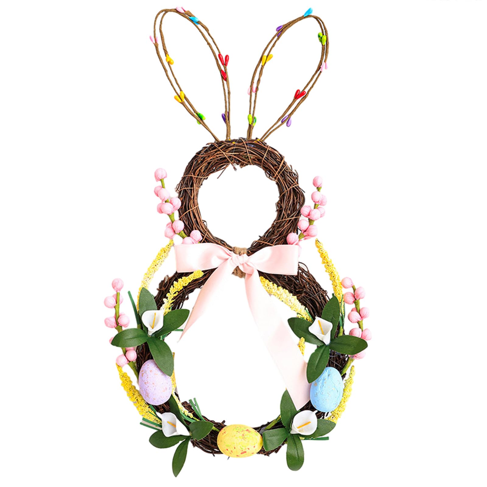 Jazuaiao Easters Foams Eggs Rattans Wreath Colorful Happy Party Decorations for Kid Painting Craft Garlands