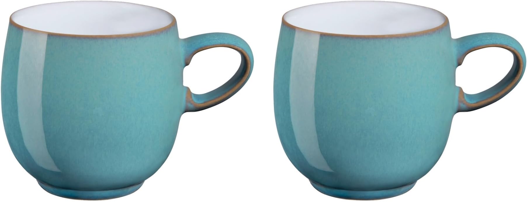Azure Blue Coffee Mug Set of 2-310ml Stoneware Ceramic Curved Tea Mug Set for Home & Office - Dishwasher Safe, Microwave Safe - Blue, White - Chip Resistant