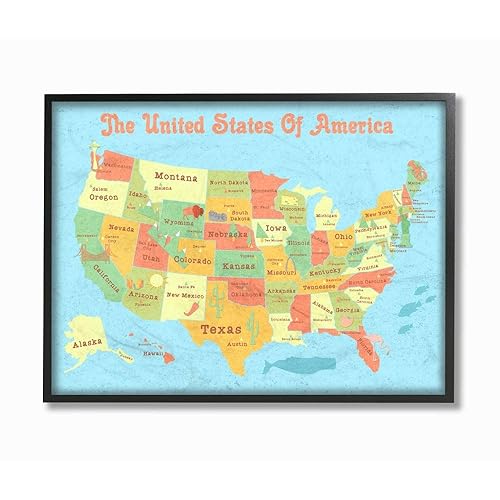 Miniatura 9 de Stupell Industries Lienzo decorativo para pared, diseño de mapa infantil XXL de Estados Unidos de América, fabricado con orgullo en Estados Unidos
