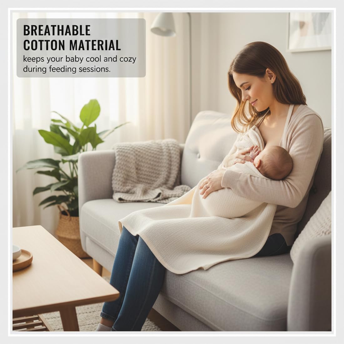 Cubierta de Lactancia Materna + Baberos, Pañuelo Lactancia Materna con Correas Ajustables,Funda de Lactancia de Muselina, Cómoda y Transpirable Capa de Lactancia (caqui) - 4