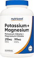 Vista 1 de Nutricost Potasio (99 mg) Citratos de magnesio (210 mg), 240 cápsulas, sin OMG, sin gluten