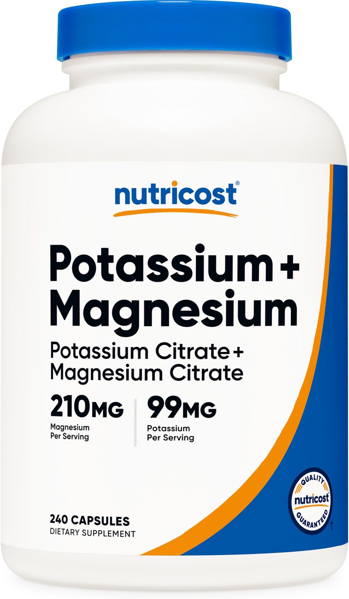 Nutricost Potassium (99 mg) Magnesium (210 mg) Citrates, 240 Capsules - Non-GMO, Gluten Free