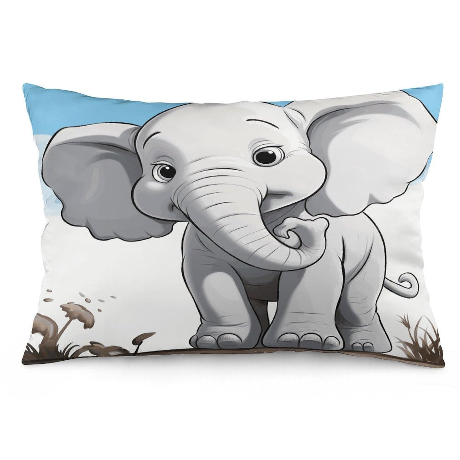 White Elephant Throw Pillow Covers with Silent Zipper Polyester Pillow Protectors Removable Pillow Cases Soft Pillowcase Cozy Pillow Sham Cushion Cover for Sofa Car Bed 12 "x20