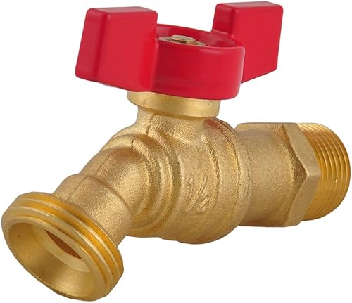 Miniatura 6 de Manguera macho Bibb 12 pulgada MIP × 34 pulgadas MHT con válvula de cierre de manguera de agua de 14 vueltas, salida de manguera de jardín con