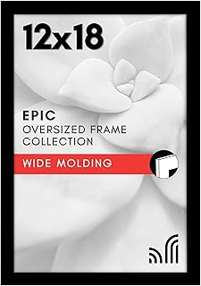 Americanflat 12x18 Poster Frame with Polished Plexiglass - Black Picture Frame - Wide Photo Frames Made of Engineered Wood for Vertical or Horizontal Wall Display - Epic Collection - Black