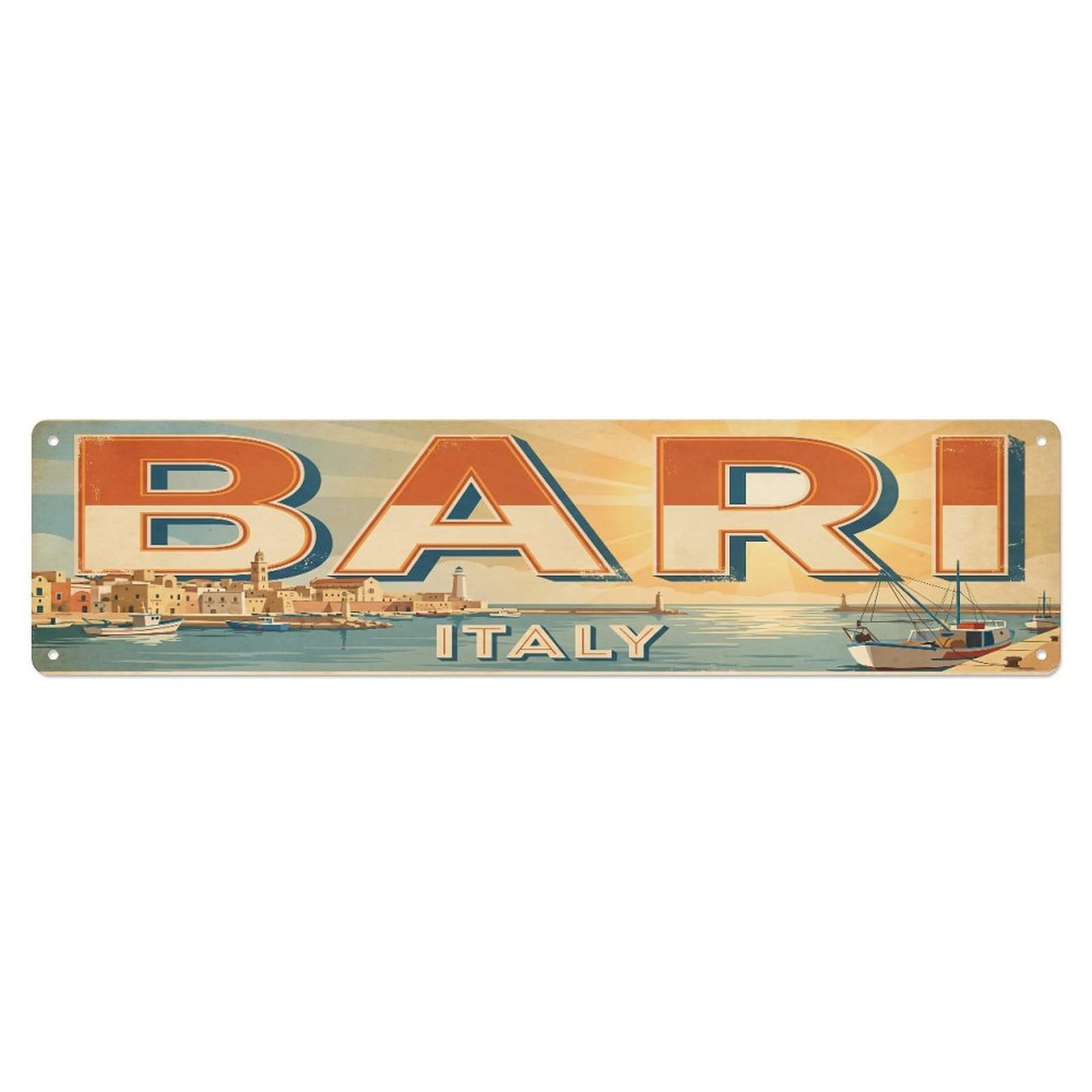 Metal Tin Sign Vintage Travel Italy Bari