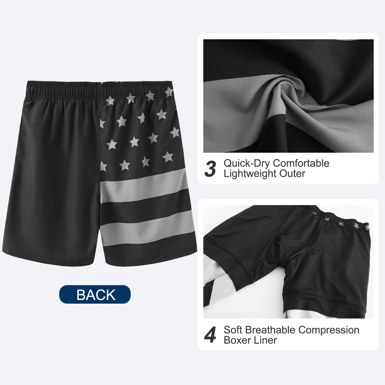 HODOSPORTS Mens 7" Swim Trunks with Compression Liner S-6XL Quick Dry Swimming Shorts Zipper Pockets Swimsuits - Image 5