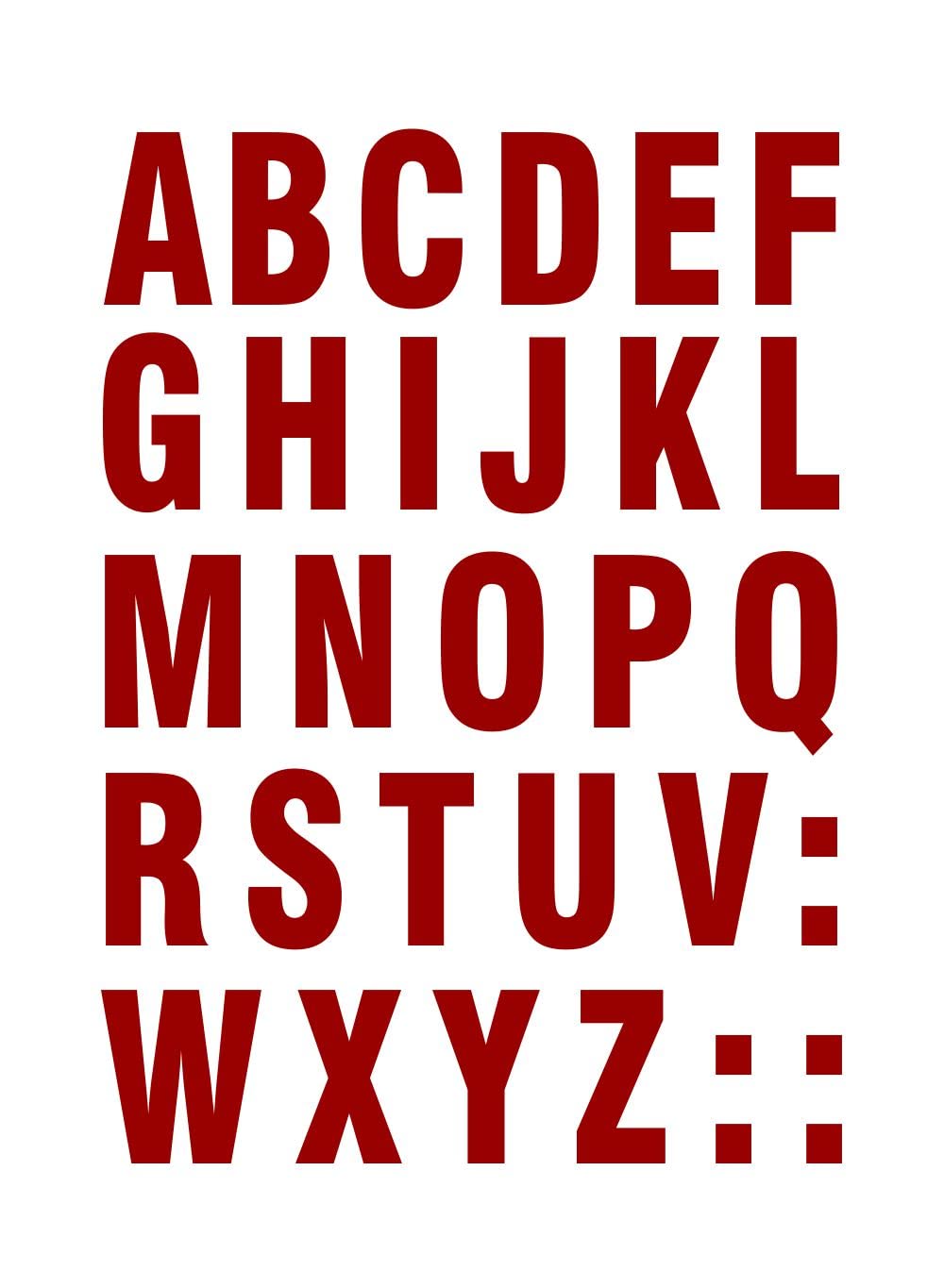 decalbazaar Vinyl ABC Alphabet Letters Arial Black Font Glass Wall Vehicle Sticker 5 Inches Maroon