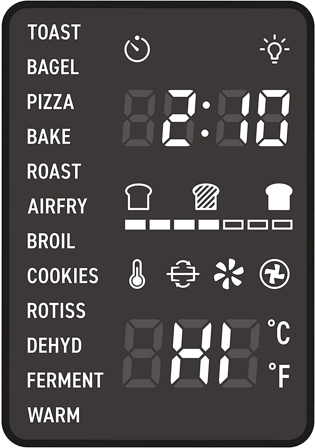 Close-up of the Nutricook Smart Air Fryer Oven digital control panel