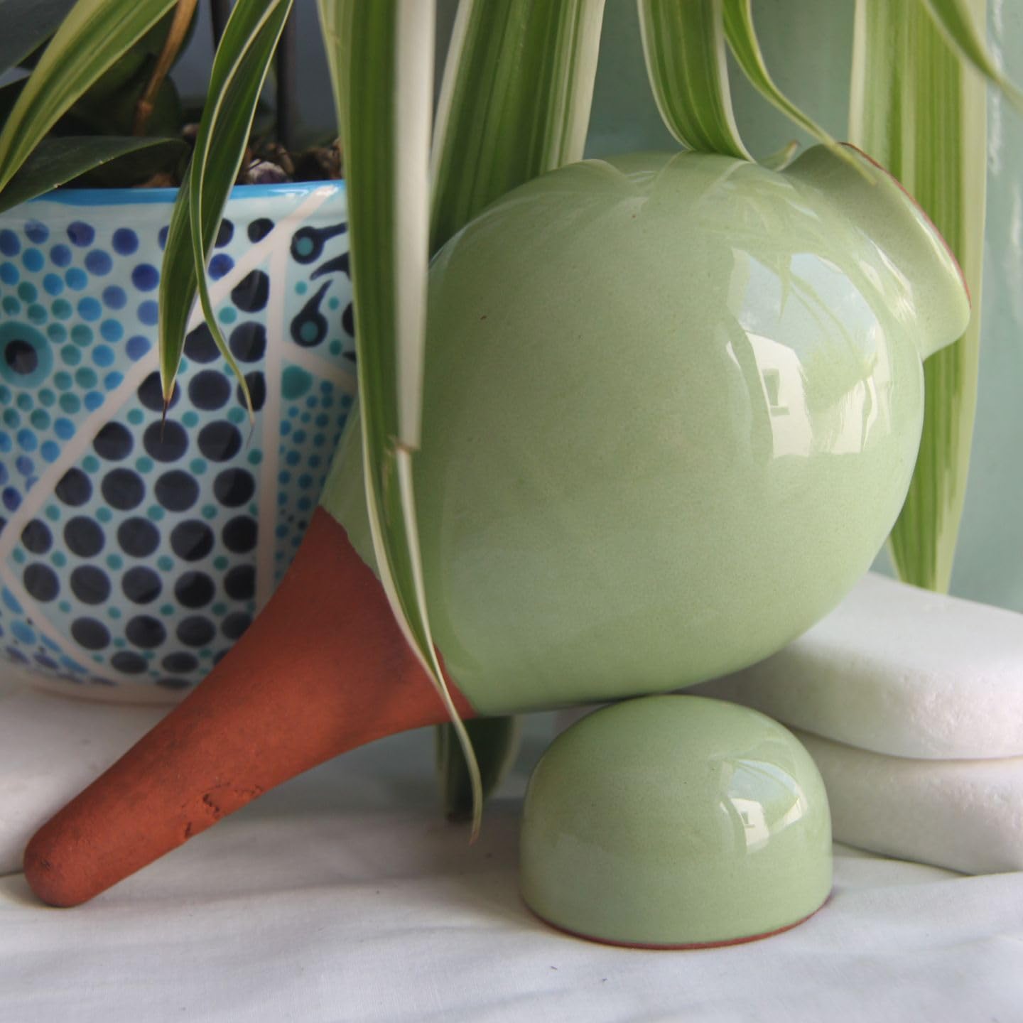 Ollas Lutton Olla Terre Cuite à Planter 40cl| Arrosage Autonome pour Plantes d'interrieur Ecologique & Economique | Système d'Irrigation Naturel | Autonomie 3 Jours | Ollas Sabeur Pistache