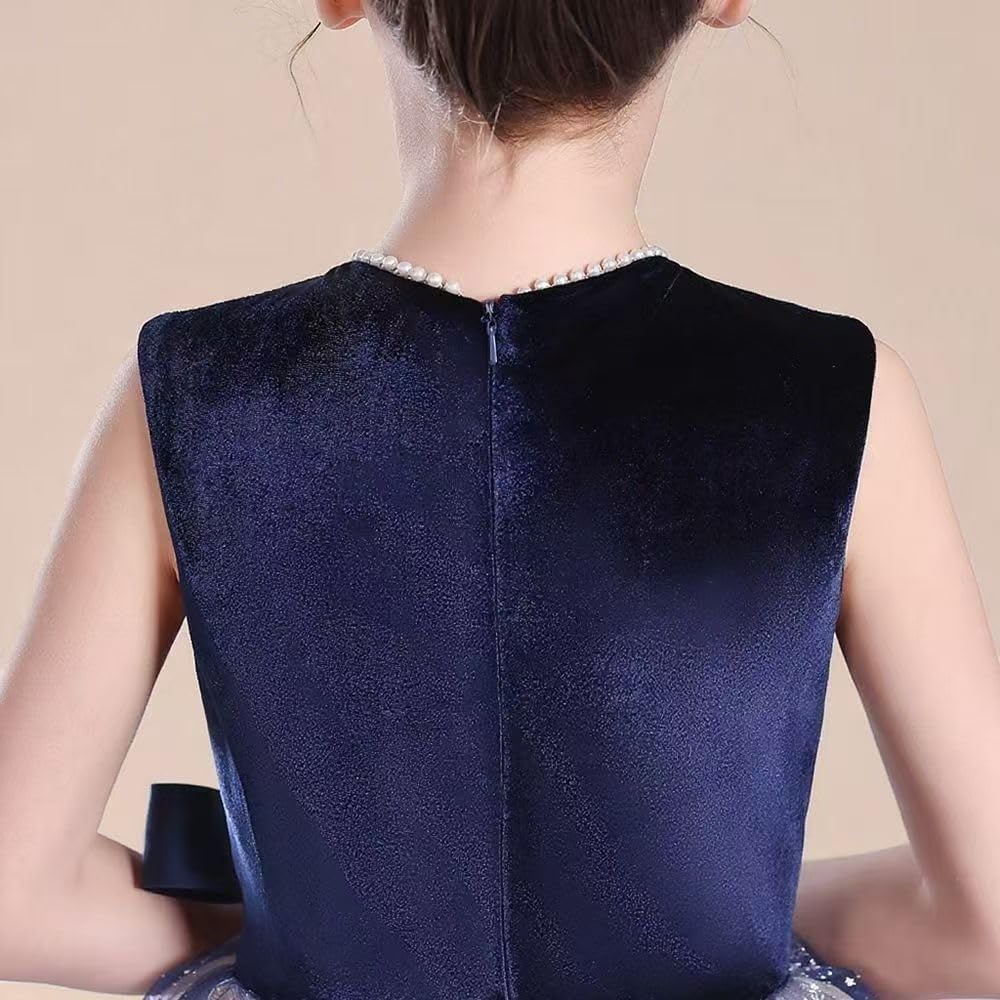 Flower Girl Dresses Wedding Junior Bridesmaid Sequins Tulle Girls Birthday Party Pageant Gown Floor Length