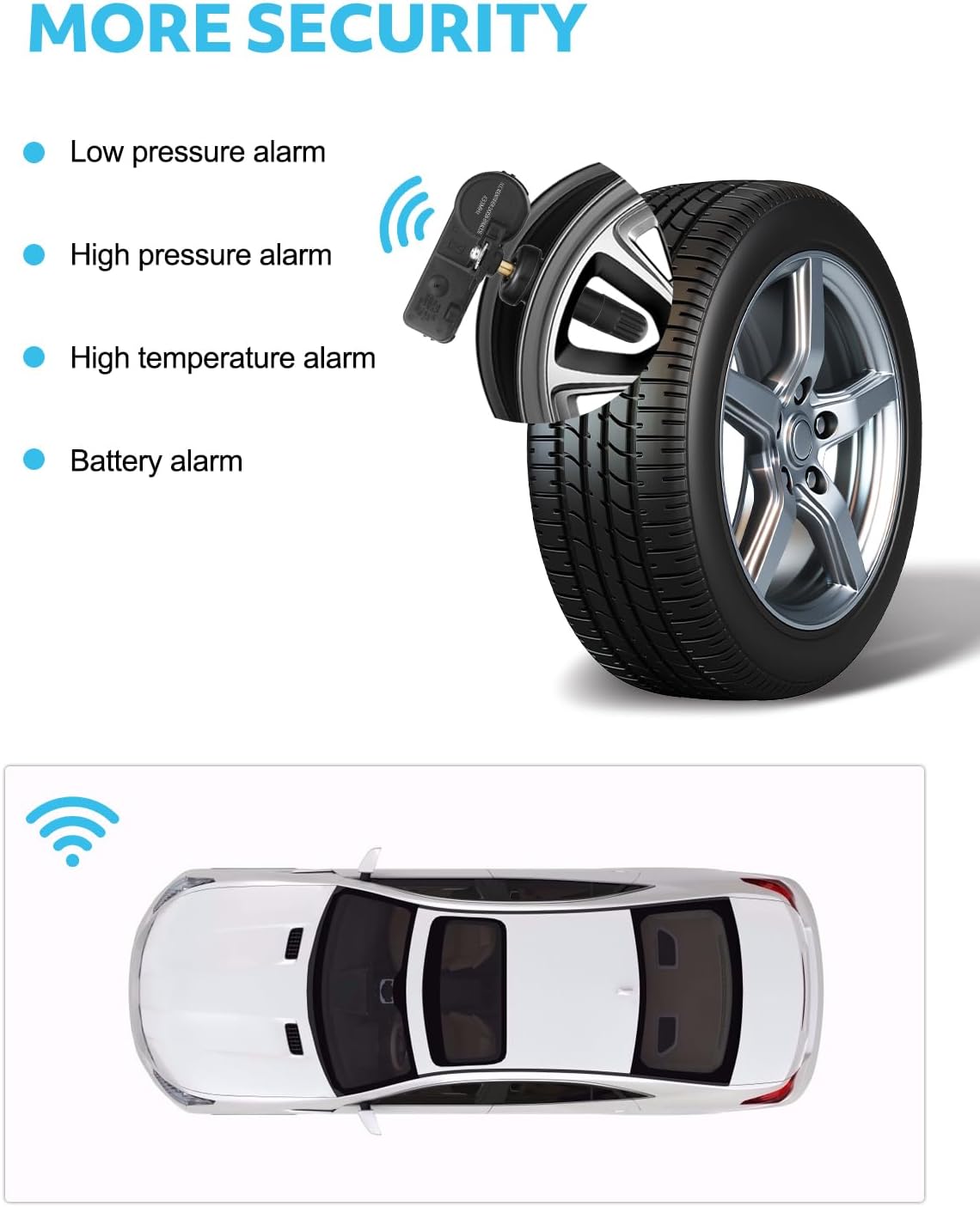 TAUTOY TPMS Sensor,433Mhz Tire Pressure Monitoring Sensor Fit for Chrysler Jeep Dodge Ram Replace# 56029398AB (4-Pack)