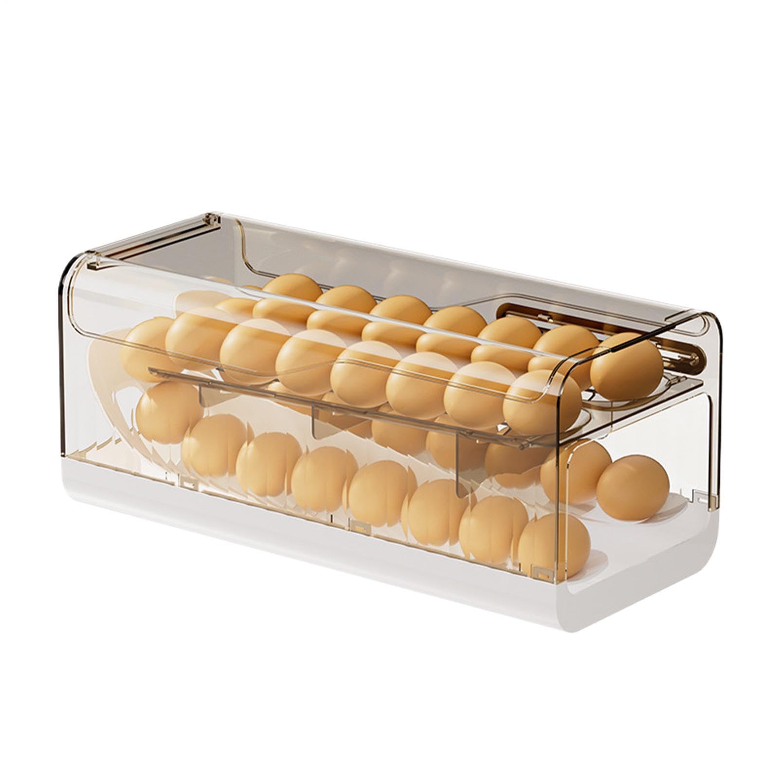 Soporte para huevos con temporizador, dispensador automático de grado alimenticio, organizador de huevos para nevera | Organizador de huevos para nevera, caja de almacenamiento para el hogar, cocina, despensa, horno, apartamento, armario