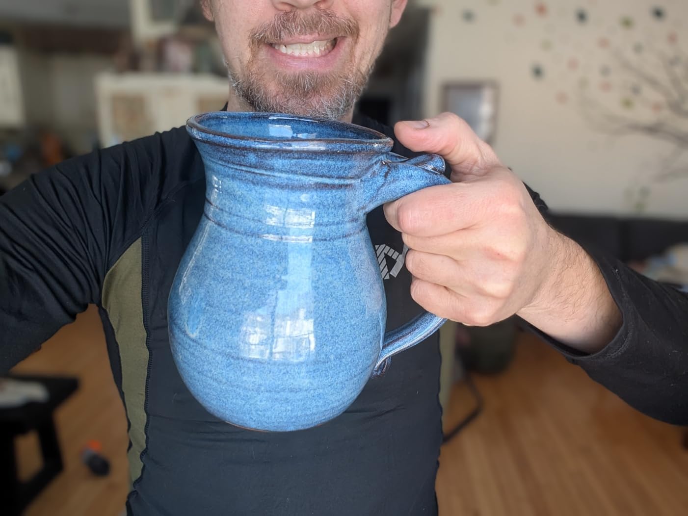 Huge Hand Thrown Pottery Mug in Slate Blue, Handmade in North Carolina