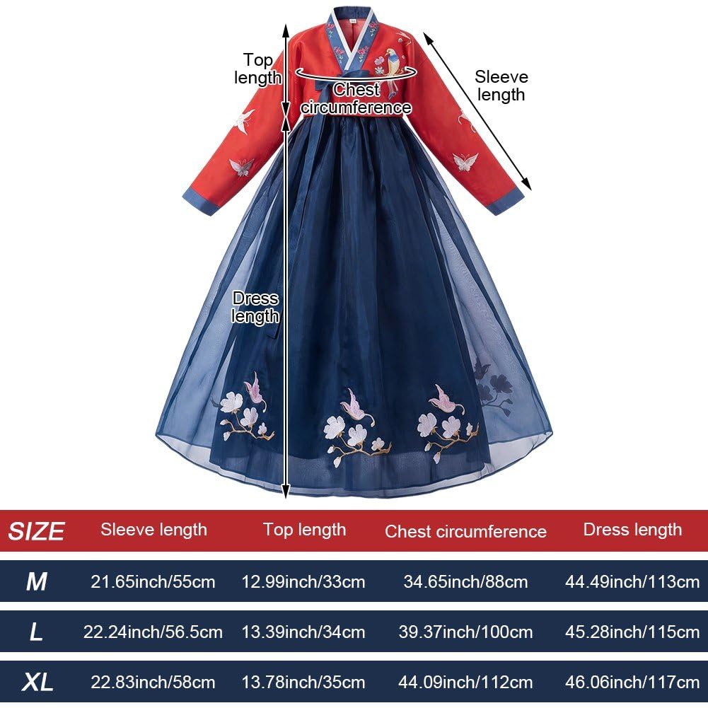 Koreańska sukienka hanbok, haft kwiatowy, strój księżniczki pałacowej dla kobiet, cosplay, występy sceniczne, imprezy tematyczne