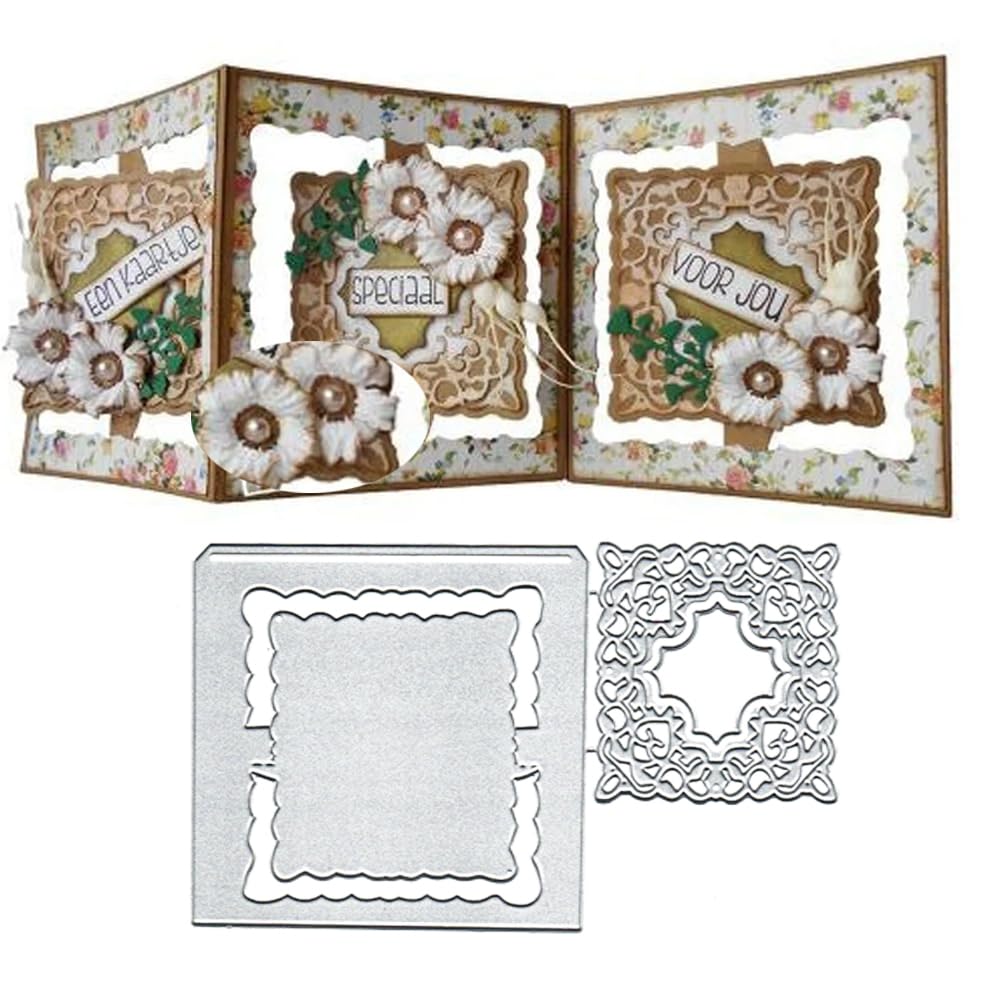 Square Card Frame Dies Metal Die Cuts, Square Card Frame Metal Cutting Dies Cut Stencils for DIY Scrapbooking Cards Photo Album Decorative Embossing Paper Dies for Scrapbooking Card Making