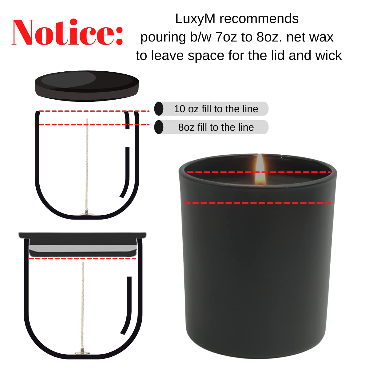 LuxyM Candle Jars 10 Oz Candle Jars with lids for Candle Making