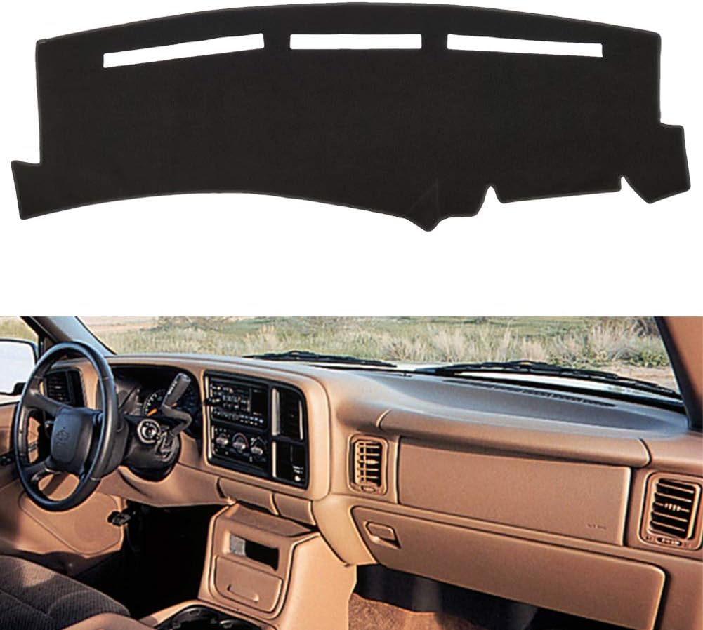 Dashboard Cover for Chevrolet Silverado 1500 2500 3500 1999-2006 Avalanche Chevy Tahoe Suburban GMC Sierra Yukon Dash Cover Mat(Premium Carpet, Black)