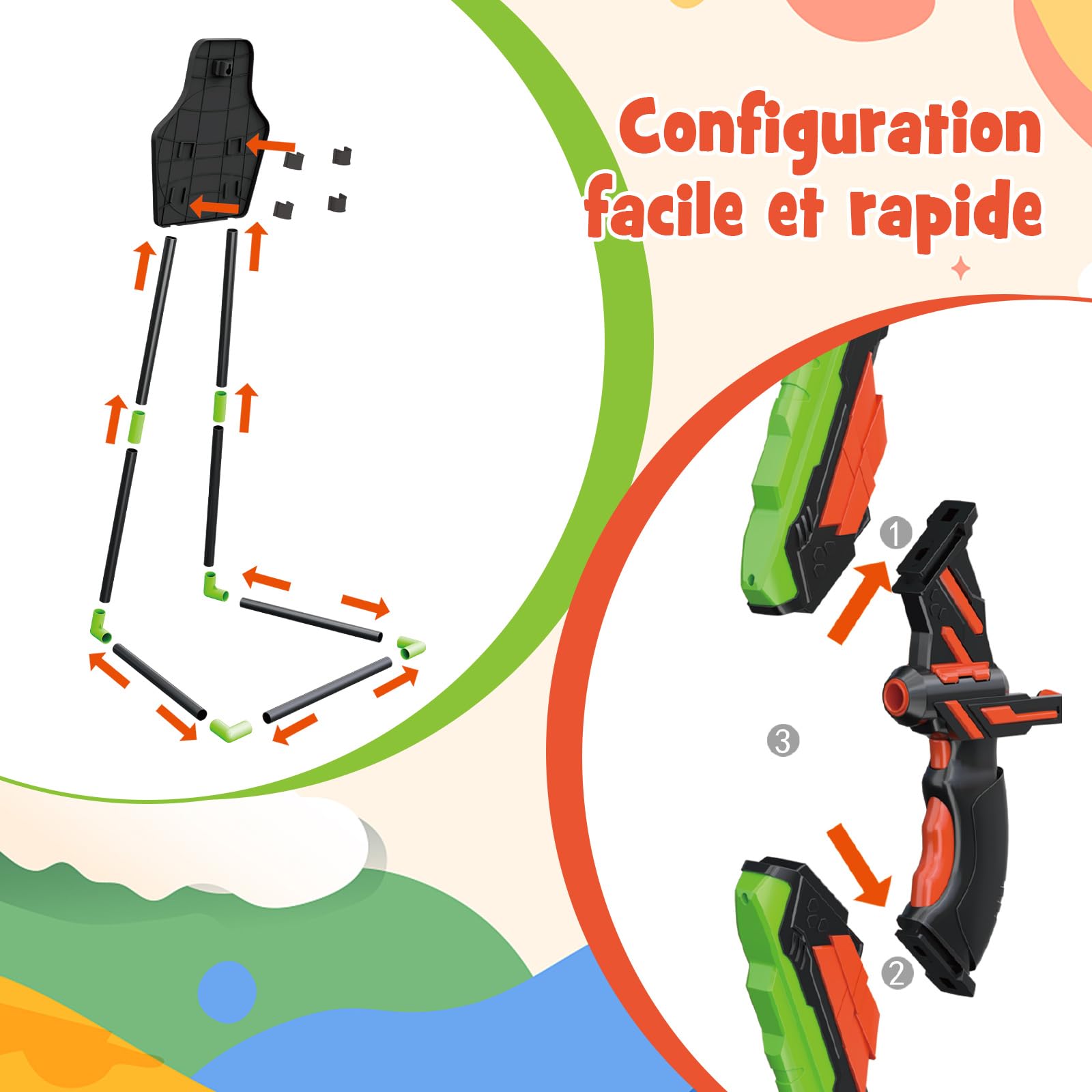 COSTWAY Arc et Flèche pour Enfants avec Lumières LED, Ensemble de Tir à l'arc avec 20 Flèches, 1 Cible Debout/Suspendue et 2 Carquois, Jeu de Tir Intérieur Extérieur pour Garçons Filles de 3 Ans+
