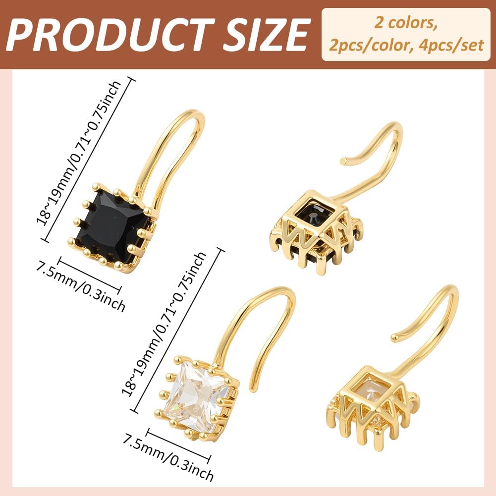 Golden Earrings for Women, Brass Long Threader Earrings Cubic Zirconia CZ Ear Jewelry Gift Fashion Accessories for Women - Image 2