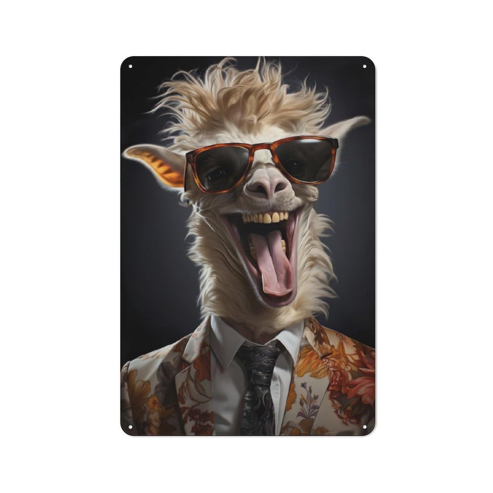 Junmoney Funny Llama Vintage Tin Sign 30X20cm Featuring For Workshop Wall, Gift For Metal Sign Collectors During The Christmas Season