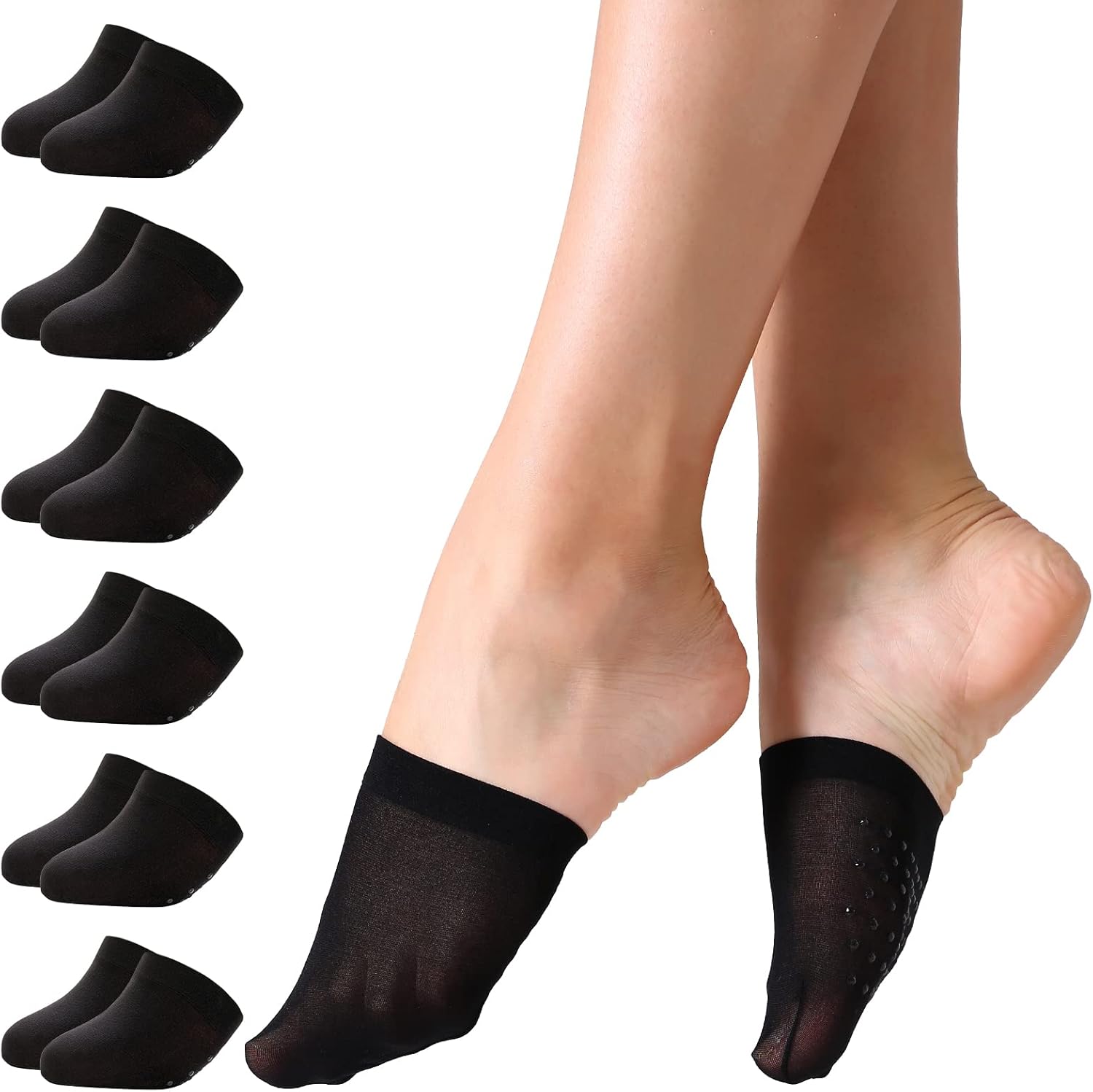 MANZI Women's Toe Topper No-Show Socks (6/8 Pairs)
