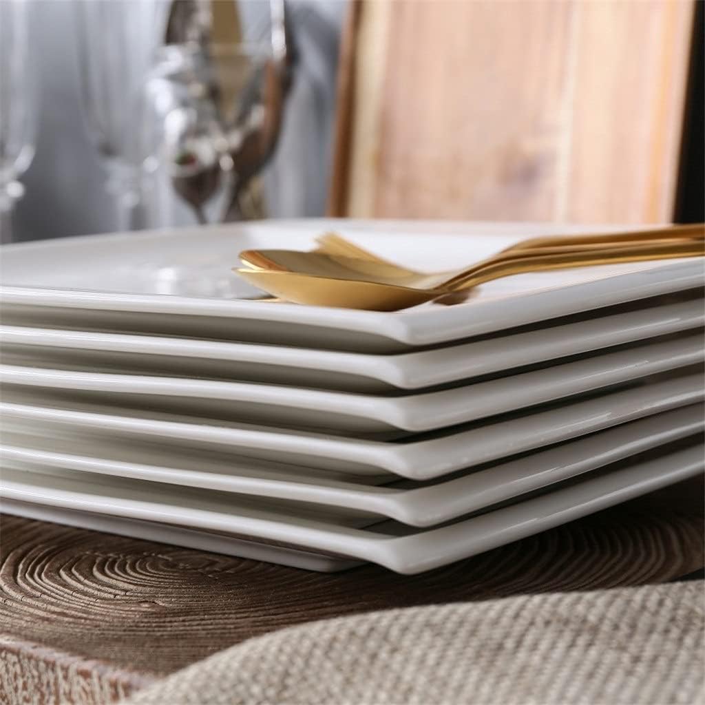 Juego De Platos Oxford De Porcelana Blanca, 20 Cm, 6 Piezas