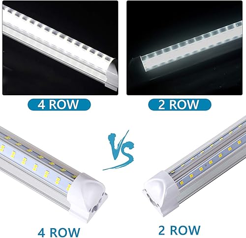 Miniatura 2 de Paquete de 20 lámparas LED de 8 pies, 144 W, 15500 lúmenes, 6000 K, luz blanca fría, tubo de luz enlazable de alto rendimiento, 4 filas en forma de