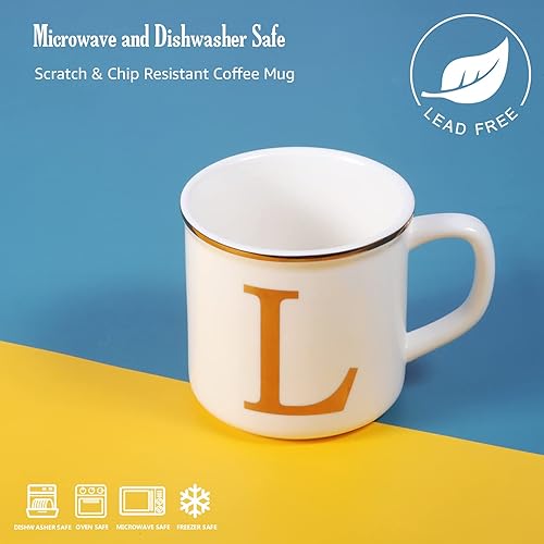 Miniatura 3 de Miicol Taza de café de cerámica de 16 onzas, taza de café con monograma, taza de té con inicial dorada, taza de té personalizada, regalo único, taza