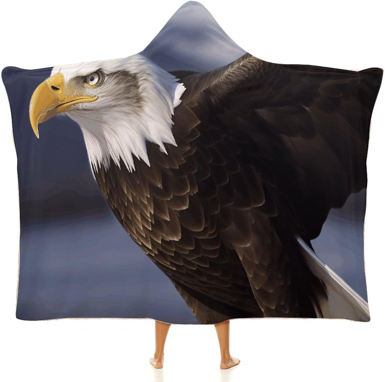 Animals Bald Eagle Wearable Hooded Blanket, Ultra Soft Arctic Velvet Cape Cloak Unisex - Cozy Wearable Blanket