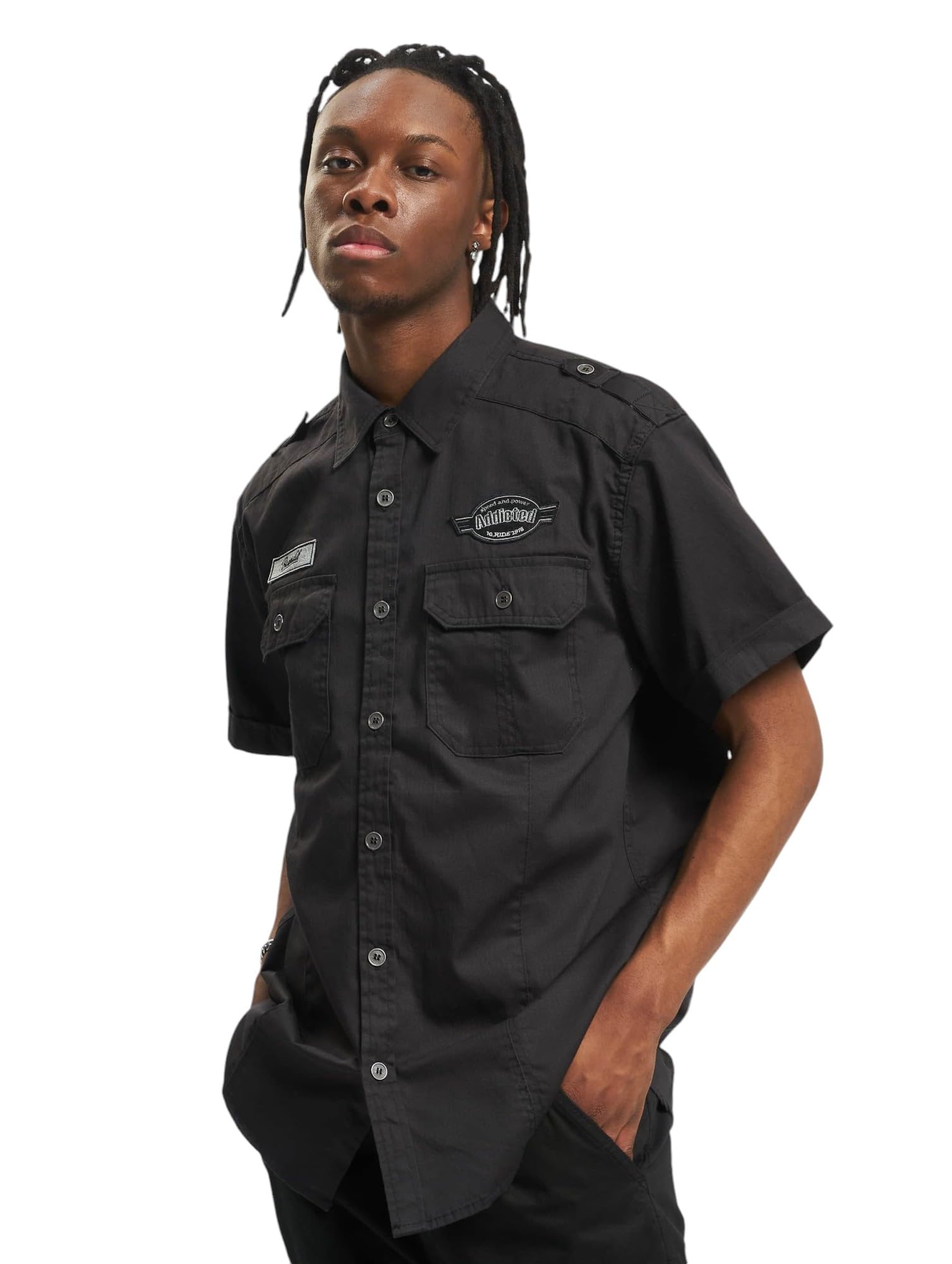 Brandit Men's Luis Vintage Shirt Short Sleeve Shirt, Black, 6XL