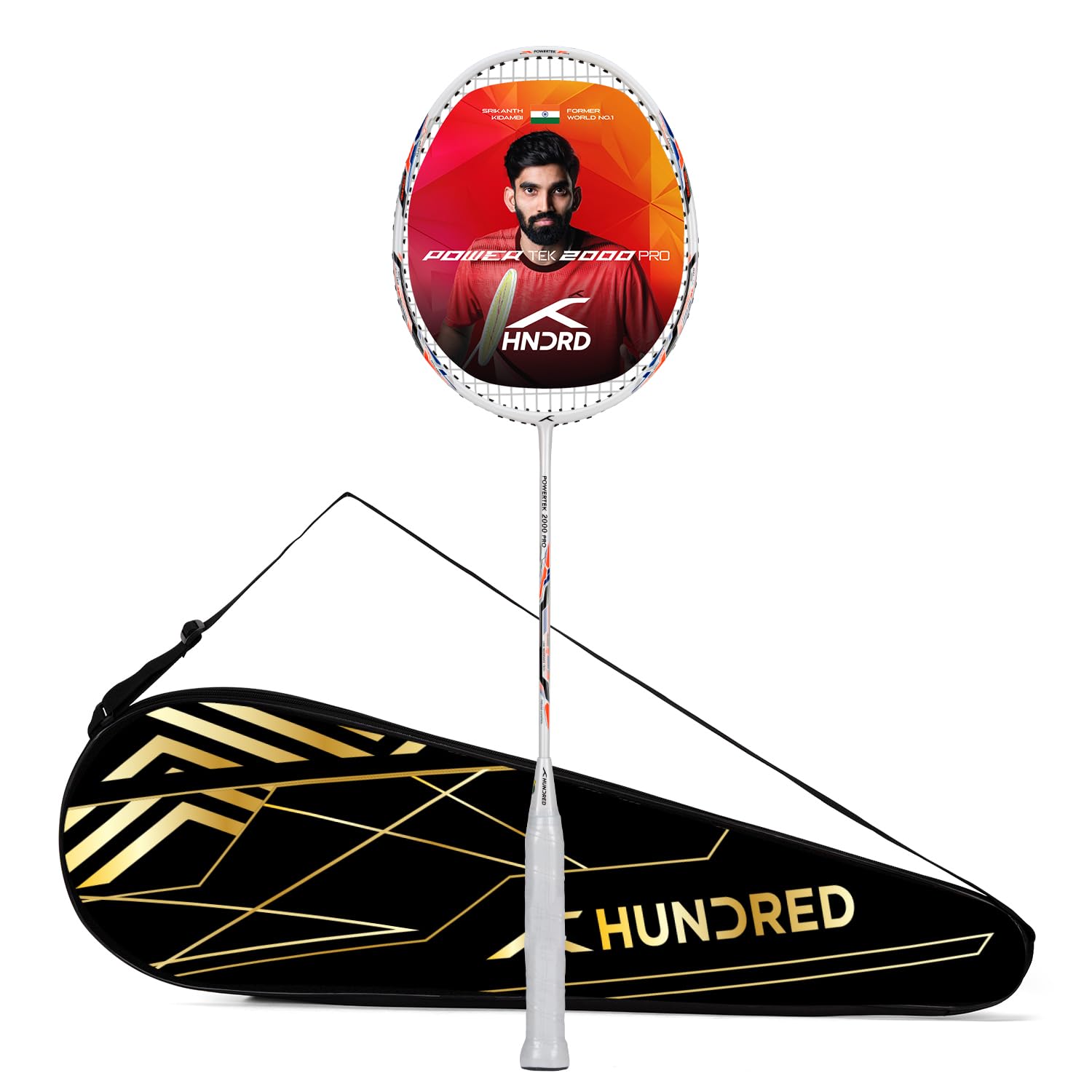 HUNDRED Graphite Powertek 2000 Pro Badminton Racket with Full Cover (90G, White)-image-30