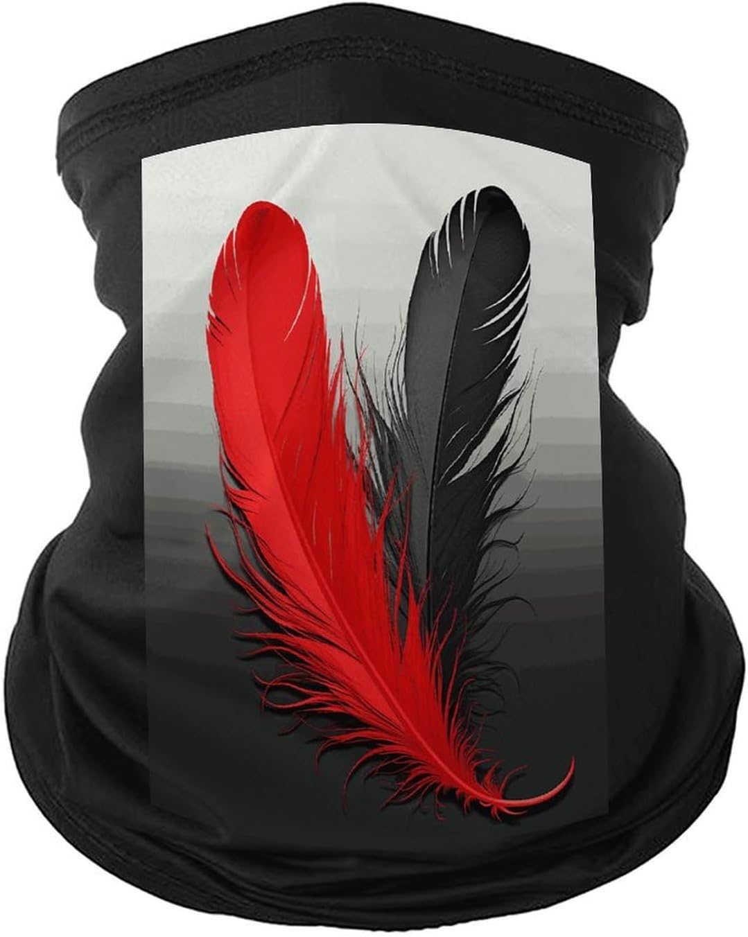 Red and Black Feather Face Mask for Men Women,Neck Gaiter Sunscreen Breathable,Face Cover for Skiing Fishing Hiking Cycling