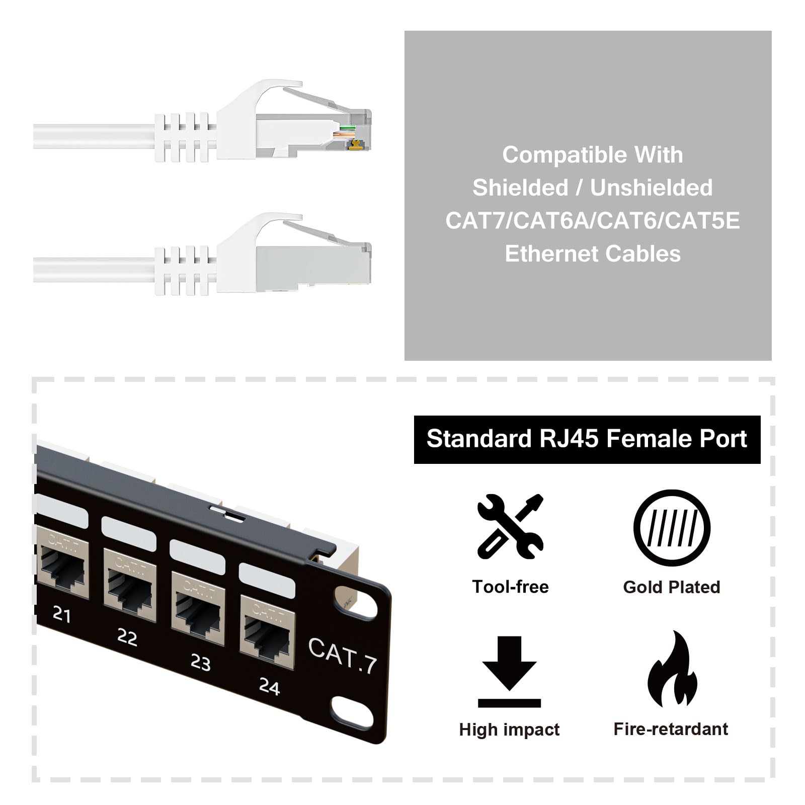 Amazon.com: iwillink 10Gbps Cat7 RJ45 Through Coupler 1U Shielded