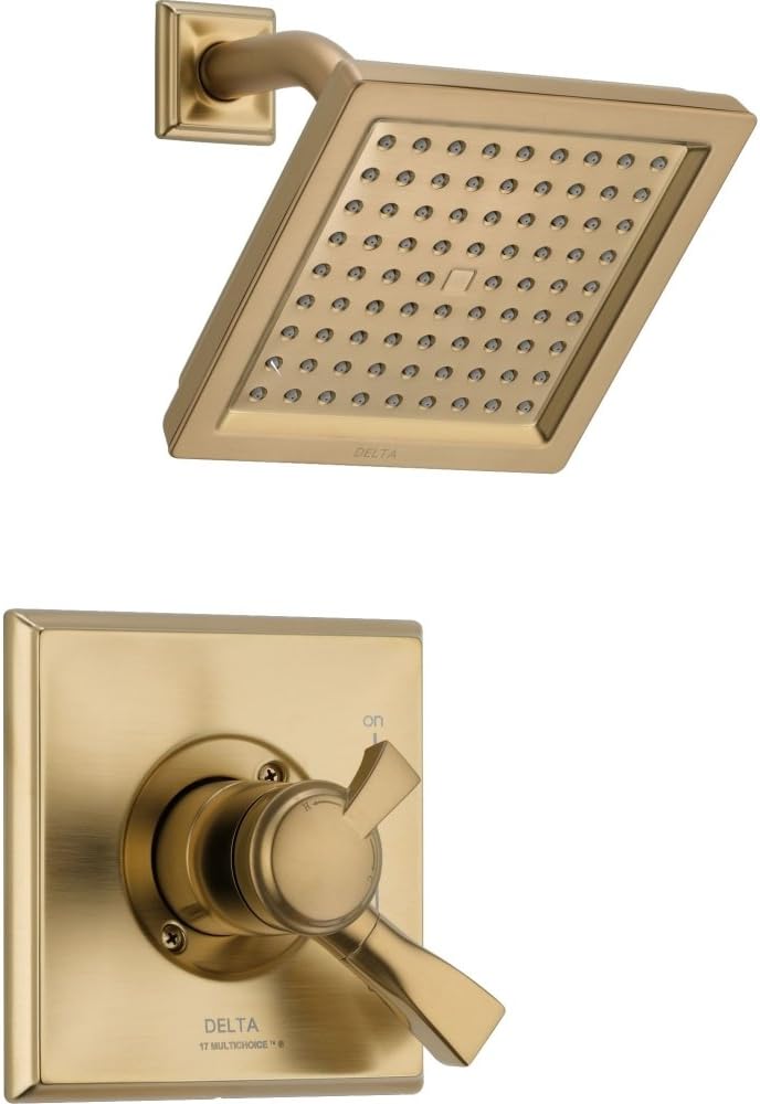 Delta Faucet Dryden 17 Series Dual-Function Shower Trim Kit with Single-Spray Touch-Clean Shower Head, Champagne Bronze T17251-CZ (Valve Not Included)