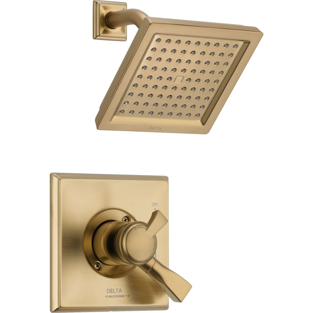 Garniture de douche Delta Dryden T17251-CZ en bronze champagne au style art déco élégant
