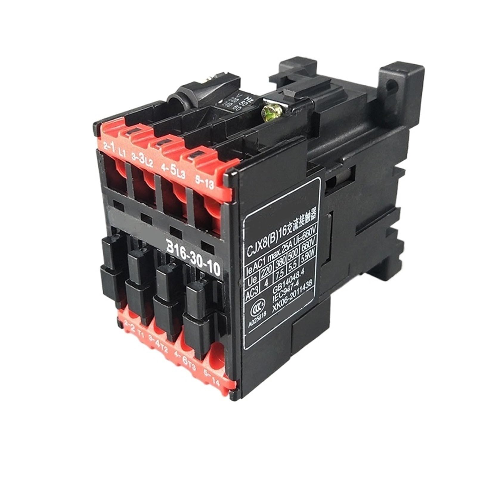 B16-30-10 220V 50/60Hz Coil 28A(AC-1) Ie 3 Pole 3NO 660V Ui 35mm CJX8 AC Contactor 1Pcs