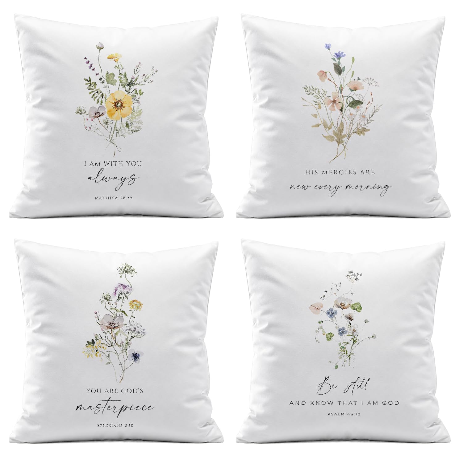 Housses de coussin verset biblique pour un salon cocooning et inspirant x4
